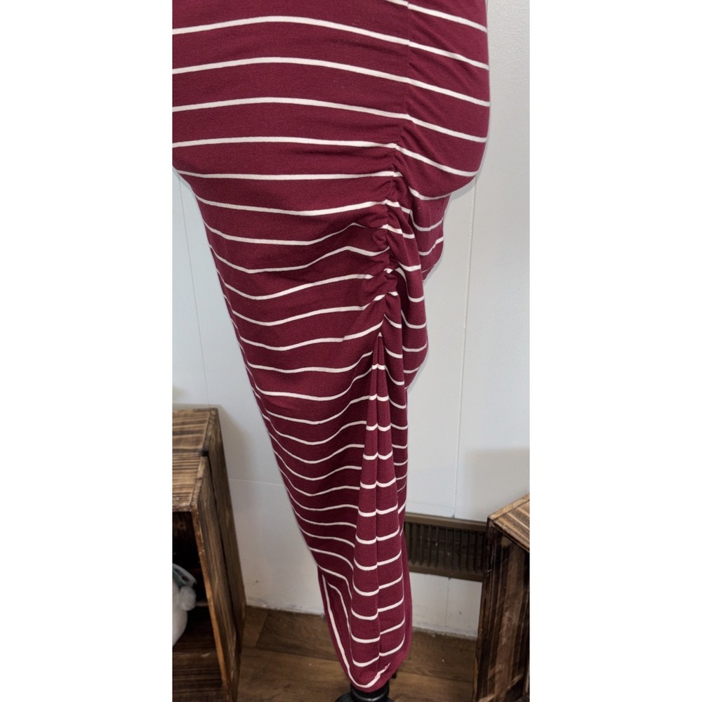 Isabel Maternity T-Shirt Dress Women Small Ruched Sides 3/4 Sleeve Burgundy New - Picture 4 of 9